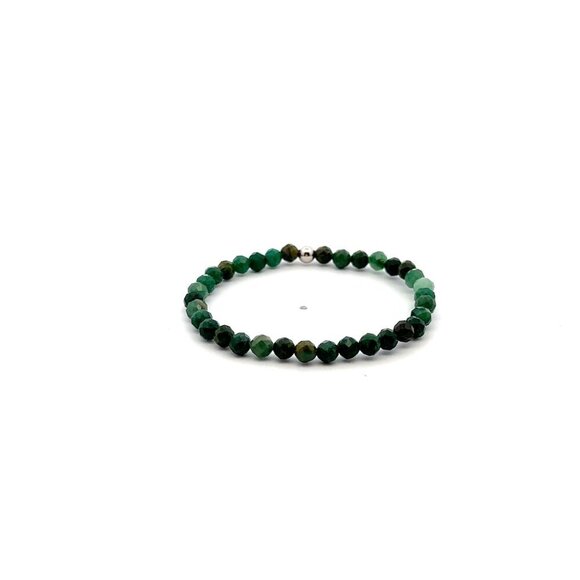 Natural Emerald Gemstones Mini 4mm 18K White Gold Charm Bead May Birthstone - Picture 4 of 5